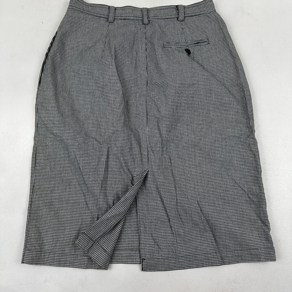 VTG Liz Sport Black White Houndstooth High Waist Pencil Skirt 100% Cotton Sz 10 - Picture 10 of 11